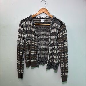 Cabi Plaid Open-Front Sweater